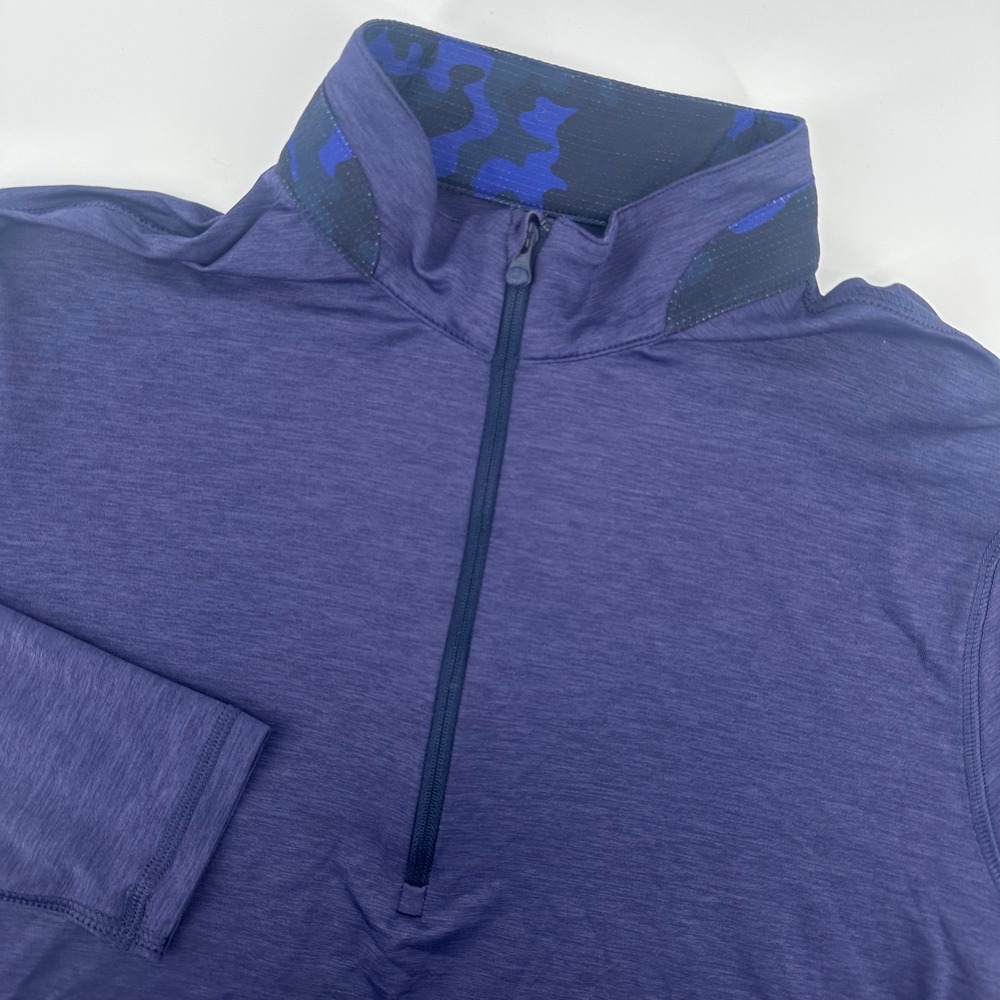 Greyson 1/4 Zip Pullover Mens Medium Purple Camo Trim Wolf Logo Performance
